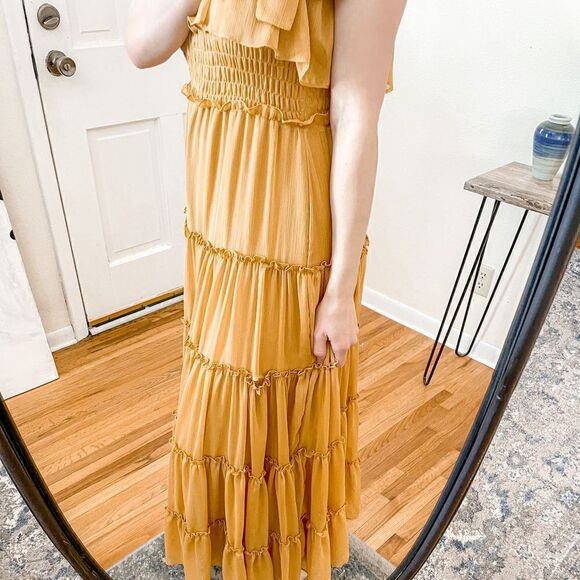 Misa Los Angeles Carmela Maxi Dress Yellow Gold Mustard XS - Picture 10 of 10
